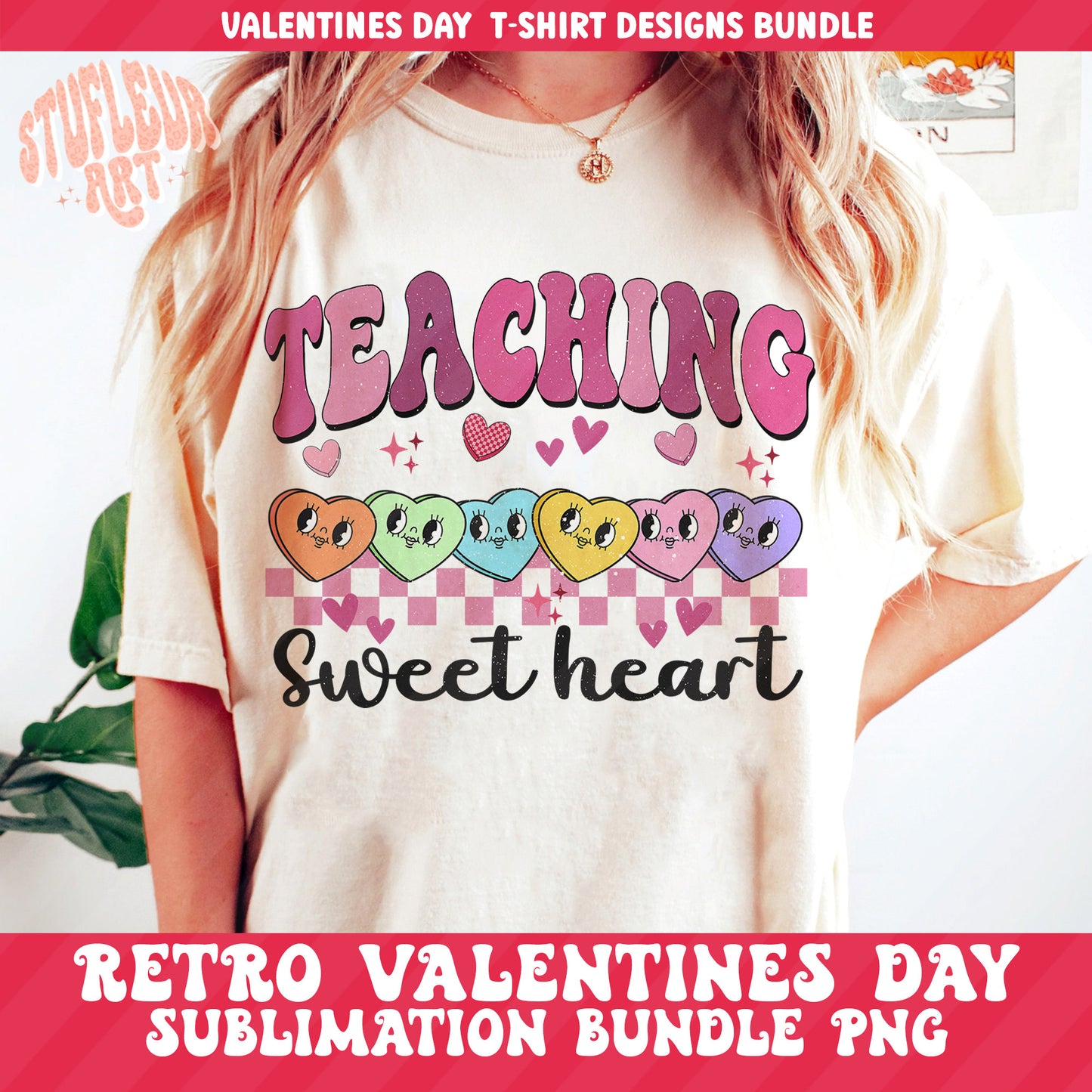 TEACHER Valentine's Day Sublimation Designs PNG Bundle by RetrovibZ