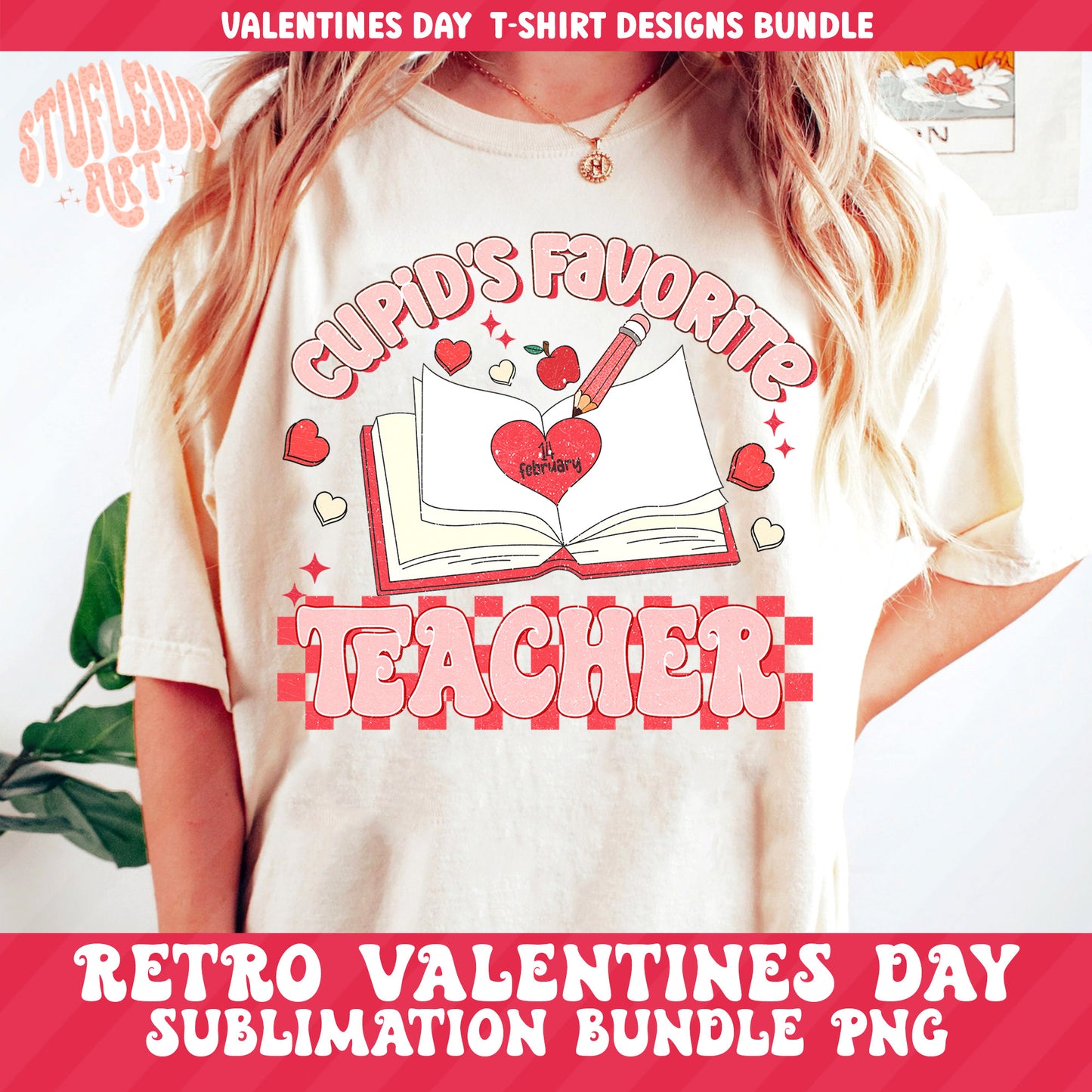 TEACHER Valentine's Day Sublimation Designs PNG Bundle by RetrovibZ