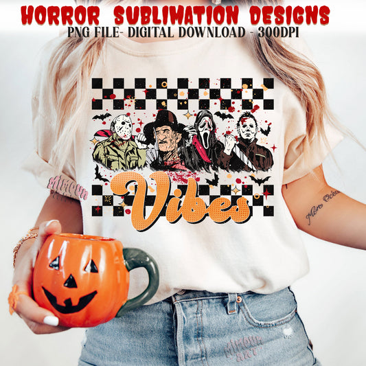 Retro Halloween Vibes Png, Horror Png, Horror Halloween Sublimation Png, Scary Movie png, Horror Characters png, Halloween png for shirts