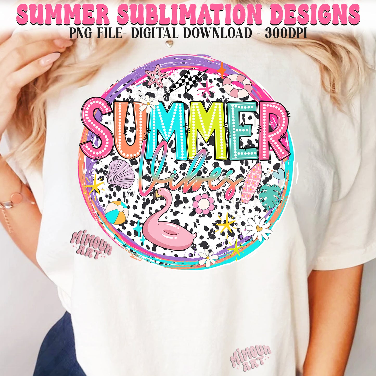 Summer Vibes Dalmatian Dots PNG, Summer vibes png, Retro Summer png, Lake Days png, Bright Doodle,Summer Sublimation Designs