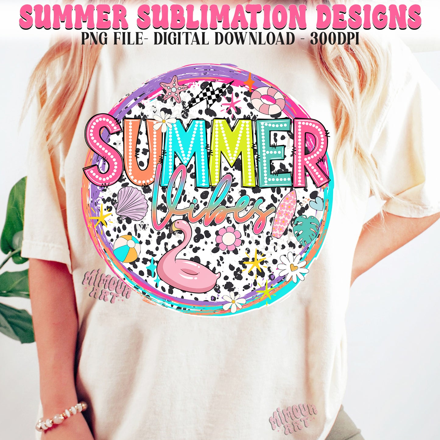 Summer Vibes Dalmatian Dots PNG, Summer vibes png, Retro Summer png, Lake Days png, Bright Doodle,Summer Sublimation Designs