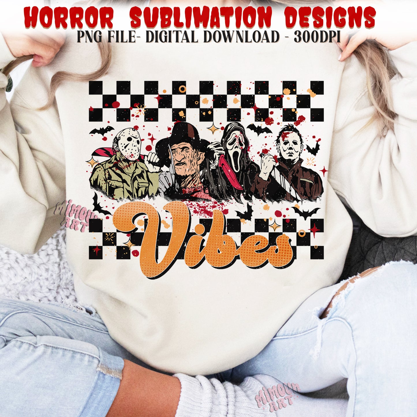 Retro Halloween Vibes Png, Horror Png, Horror Halloween Sublimation Png, Scary Movie png, Horror Characters png, Halloween png for shirts