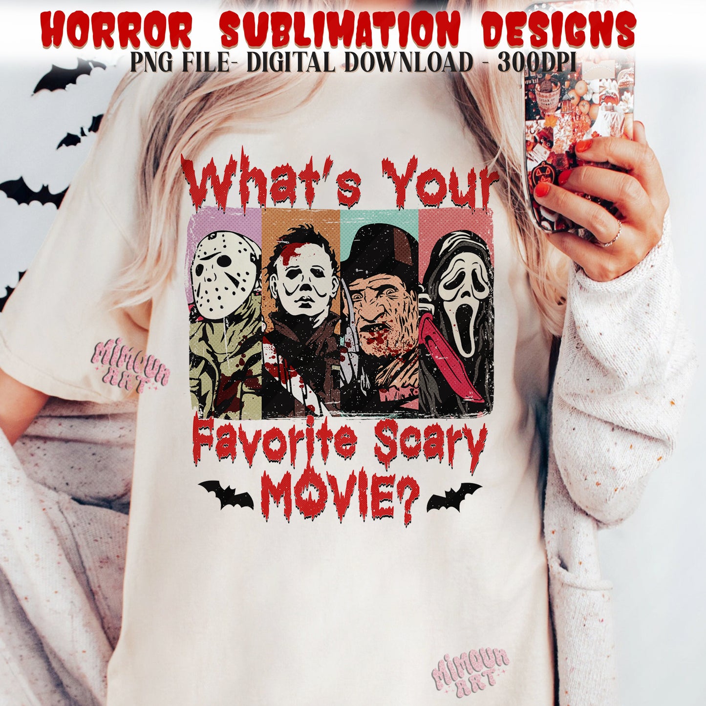 What's Your Favorite Scary Movie Png, Horror Halloween png, Halloween Horror Movie Characters, Horror png, Halloween shirt png sublimation