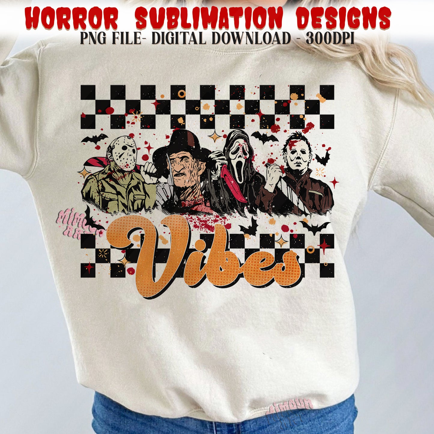 Retro Halloween Vibes Png, Horror Png, Horror Halloween Sublimation Png, Scary Movie png, Horror Characters png, Halloween png for shirts