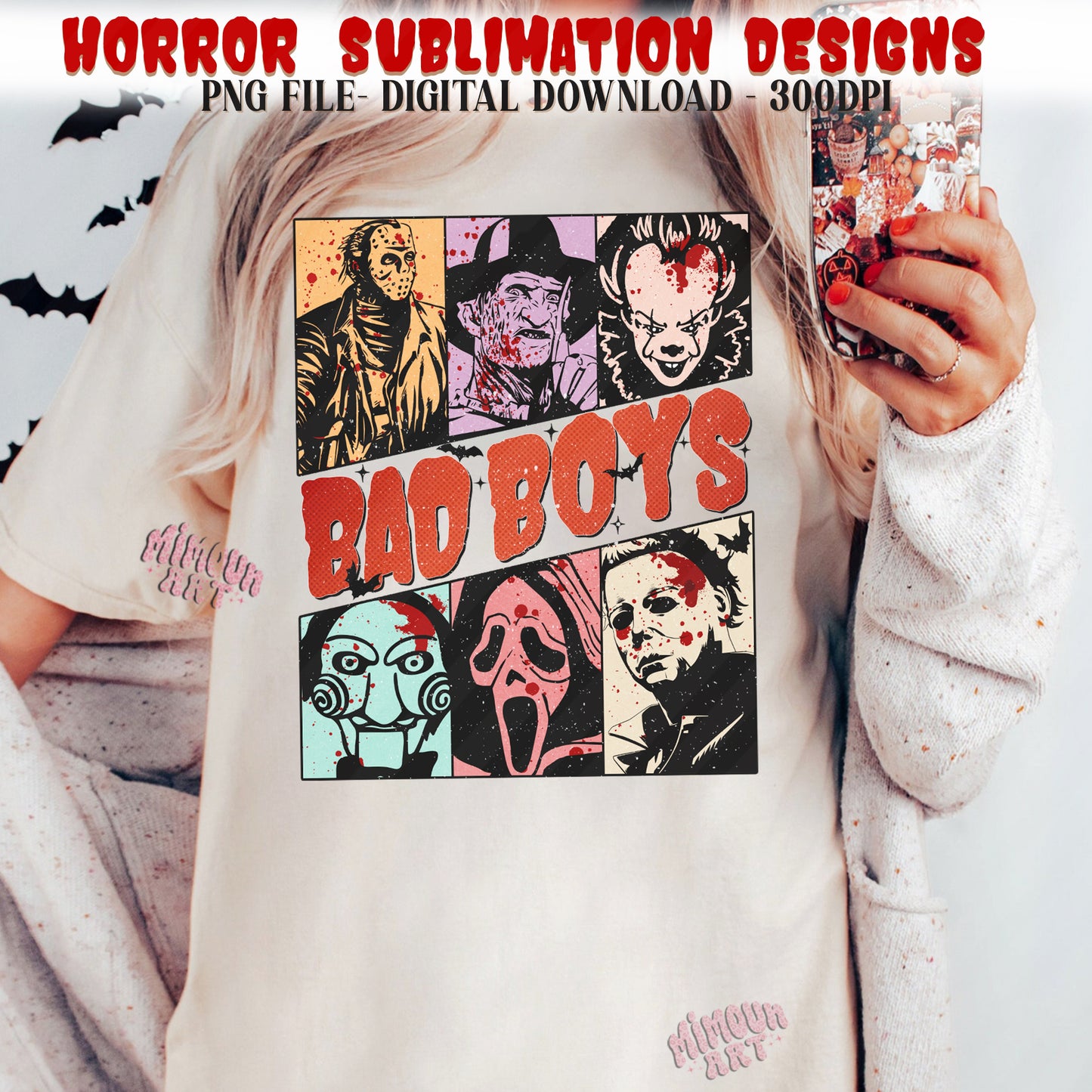 Halloween Boys Png, Horror Halloween png, Horror png, Scary movie Png, Horror Characters png, Retro halloween png Sublimation Designs