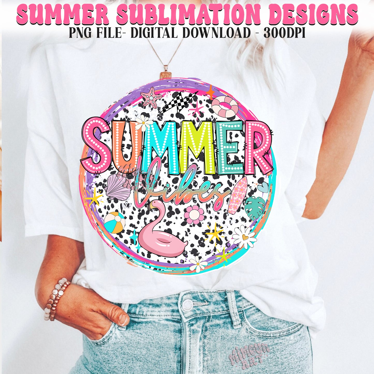 Summer Vibes Dalmatian Dots PNG, Summer vibes png, Retro Summer png, Lake Days png, Bright Doodle,Summer Sublimation Designs