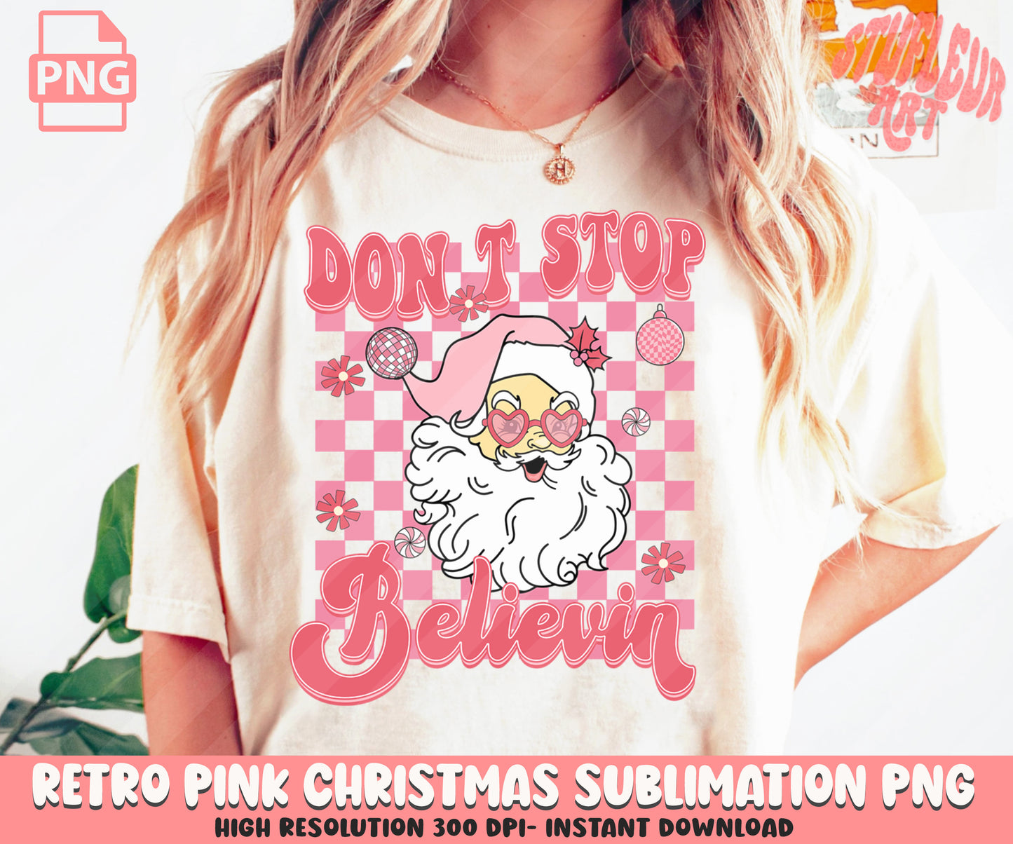 Retro Pink Christmas Sublimation Designs PNG Bundle by RetrovibZ