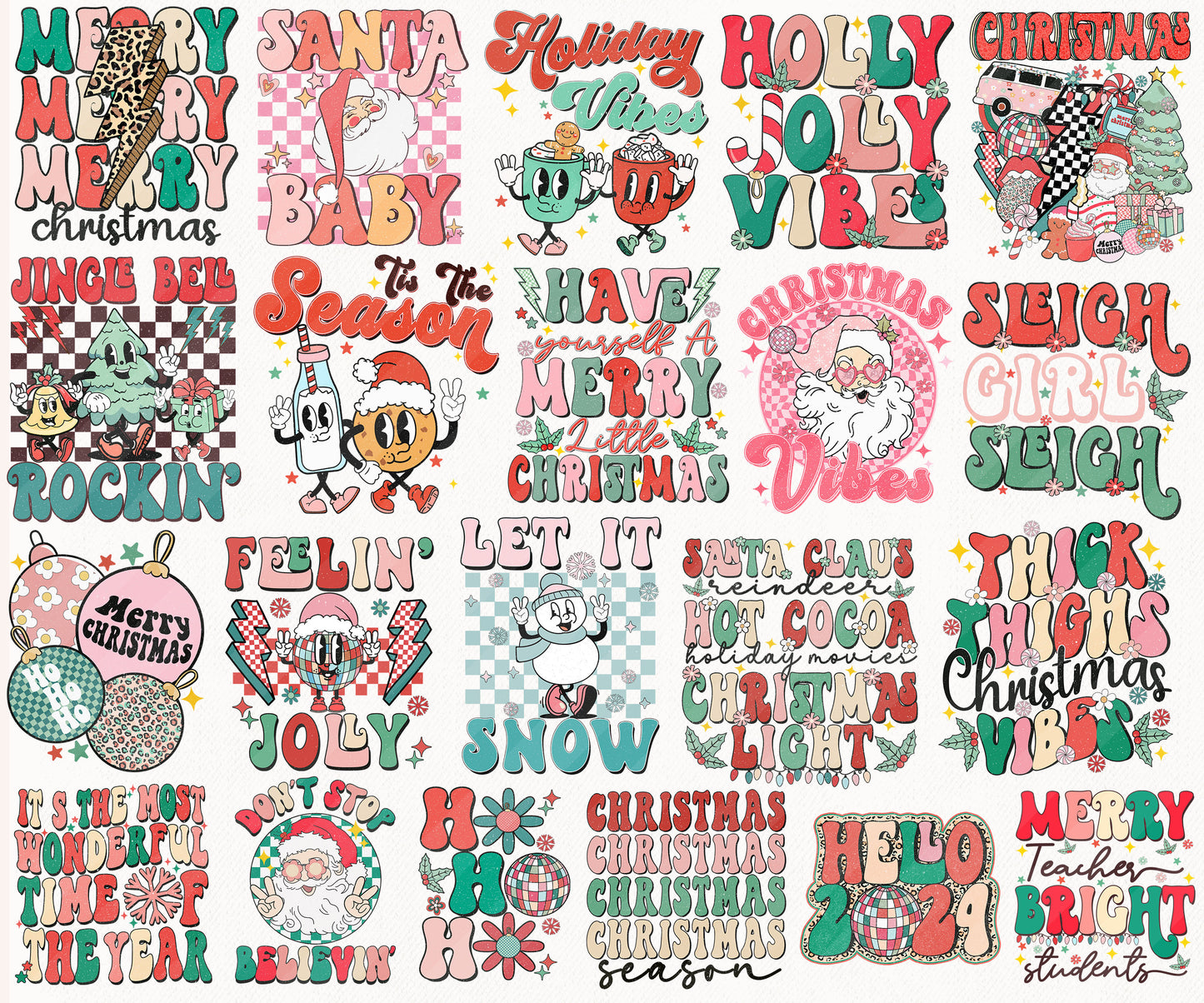 Retro Christmas Sublimation Designs PNG Bundle by RetrovibZ