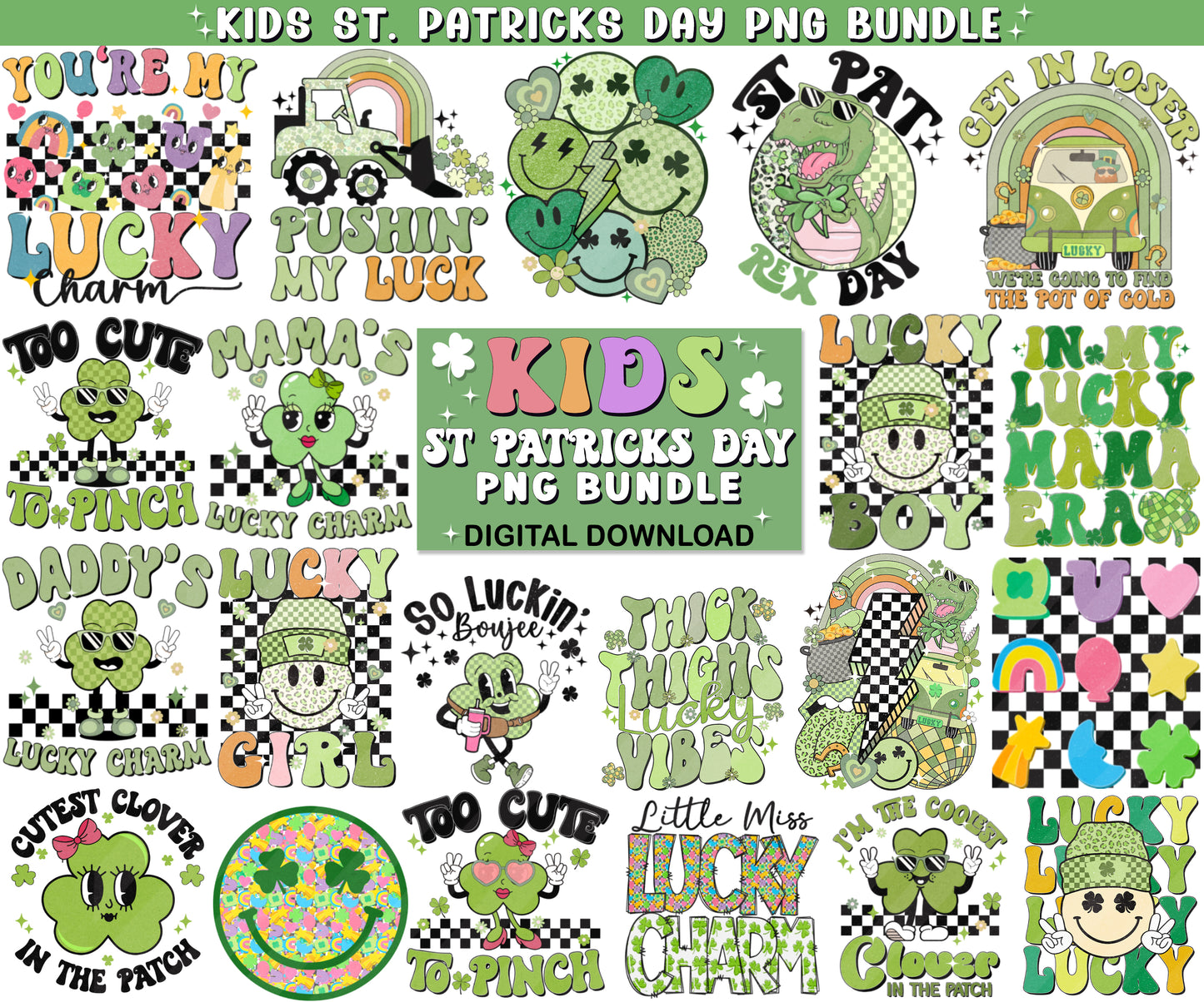 KIDS St. Patrick's Day Sublimation Design Bundle PNG by RetrovibZ