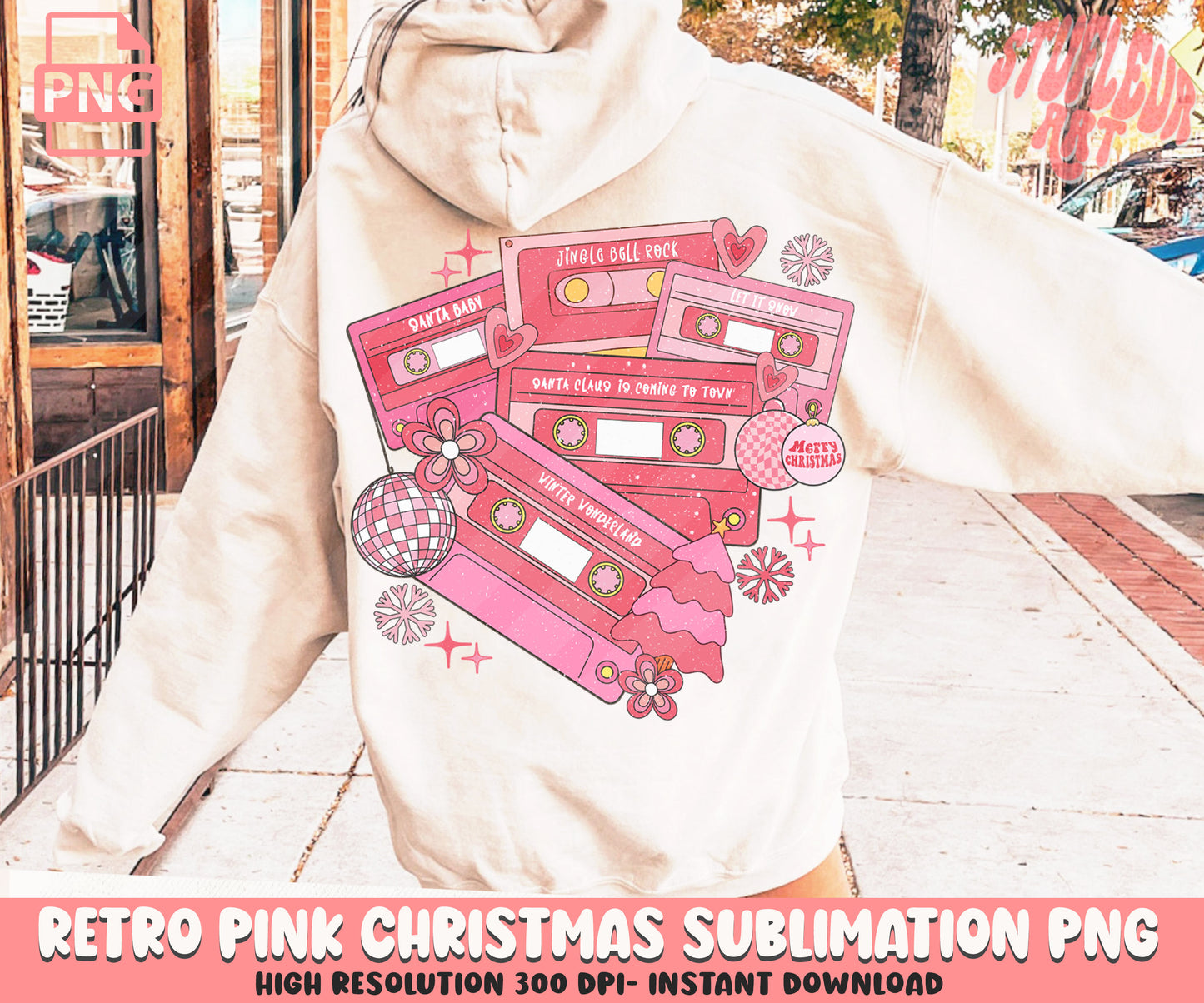 Retro Pink Christmas Sublimation Designs PNG Bundle by RetrovibZ