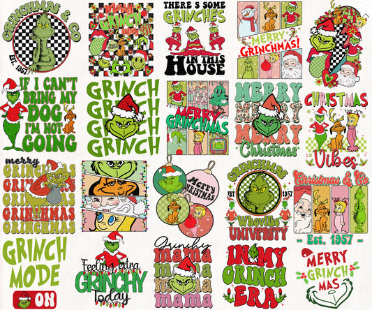 Green Grinch Christmas Sublimation Designs PNG Bundle by RetrovibZ