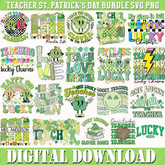 TEACHER St. Patrick's Day Sublimation Design Bundle PNG by RetrovibZ