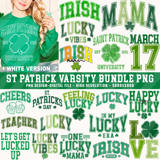 VARSITY St. Patrick's Day Sublimation Design Bundle PNG by RetrovibZ