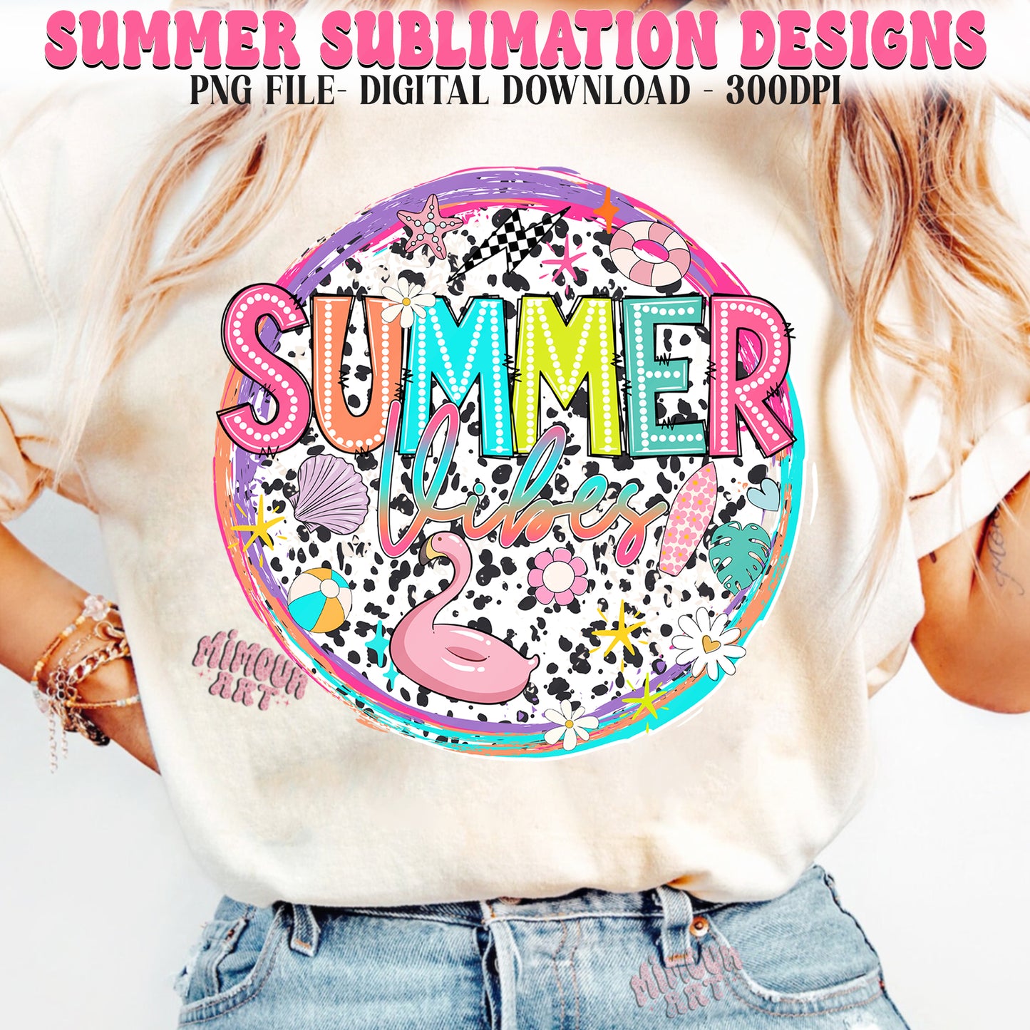 Summer Vibes Dalmatian Dots PNG, Summer vibes png, Retro Summer png, Lake Days png, Bright Doodle,Summer Sublimation Designs