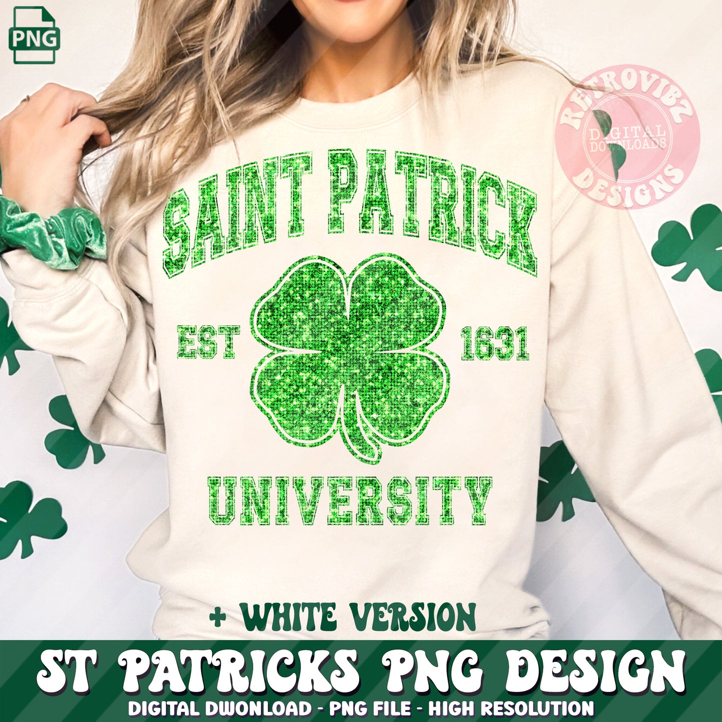 VARSITY St. Patrick's Day Sublimation Design Bundle PNG by RetrovibZ