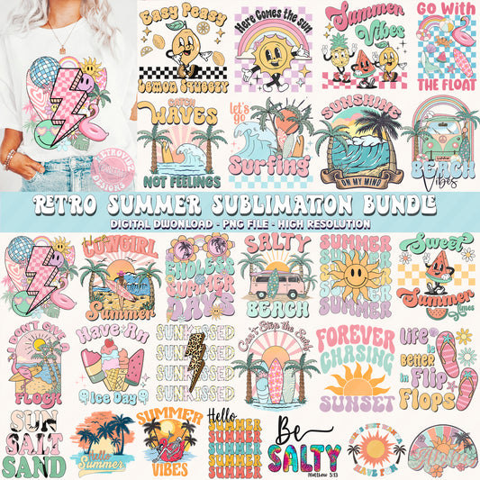 Retro Summer Beach Designs Bundle PNG - DIGITAL DOWNLOAD By RetrovibZ