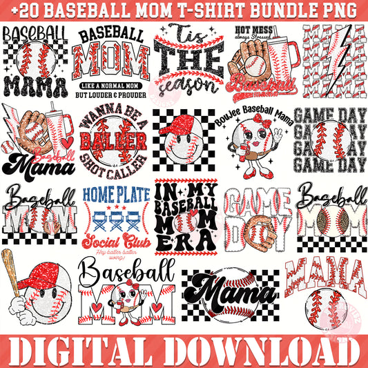 Baseball Mom PNG Bundle, Glitter Baseball Bundle