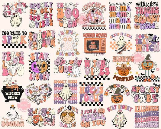 Retro Halloween Bundle PNG, Horror png, Halloween horror Characters Sublimation, Scary movie png, Halloween Shirt png