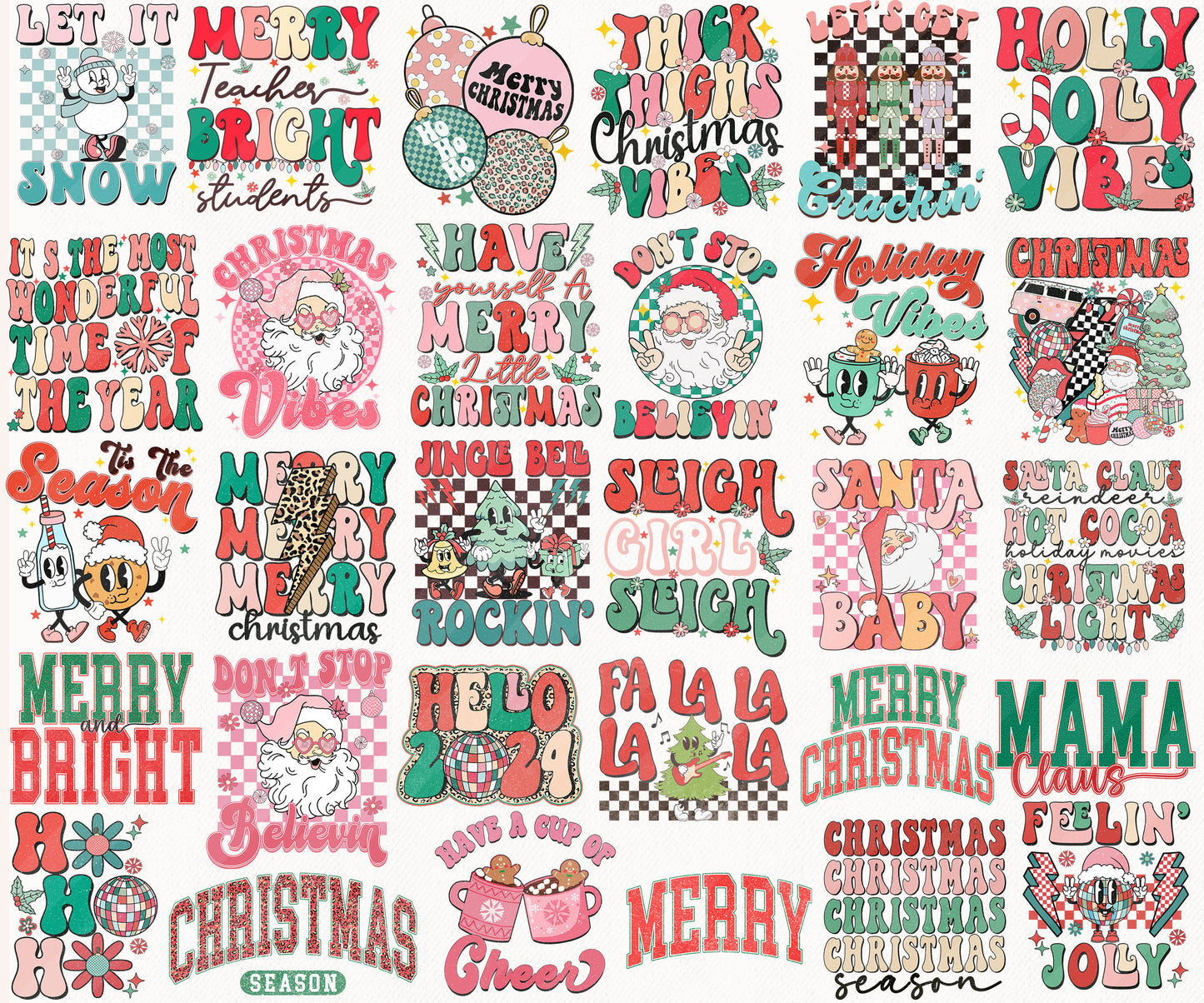 Retro Christmas Sublimation PNG Bundle by RetrovibZ