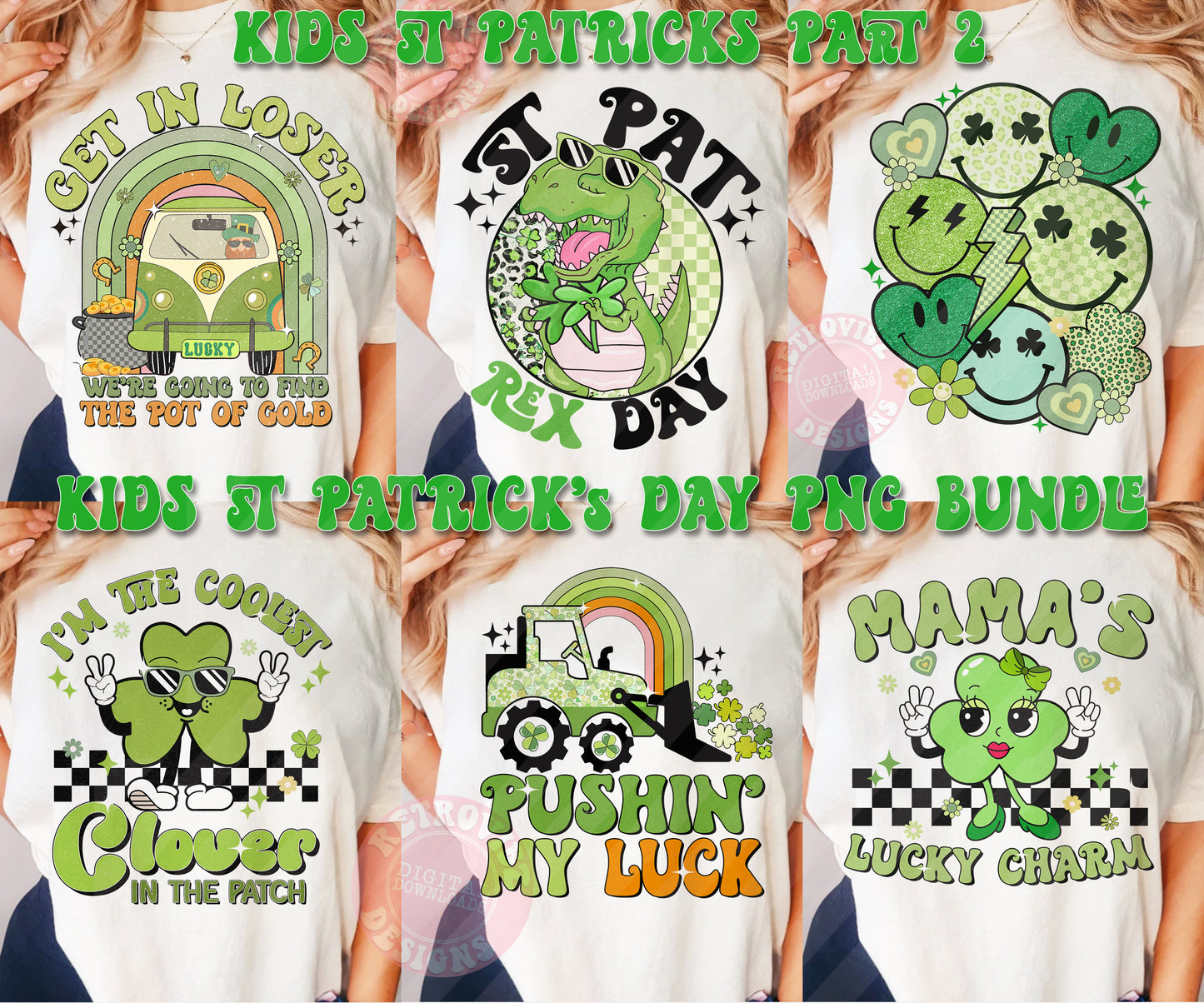 KIDS St. Patrick's Day Sublimation Design Bundle PNG by RetrovibZ