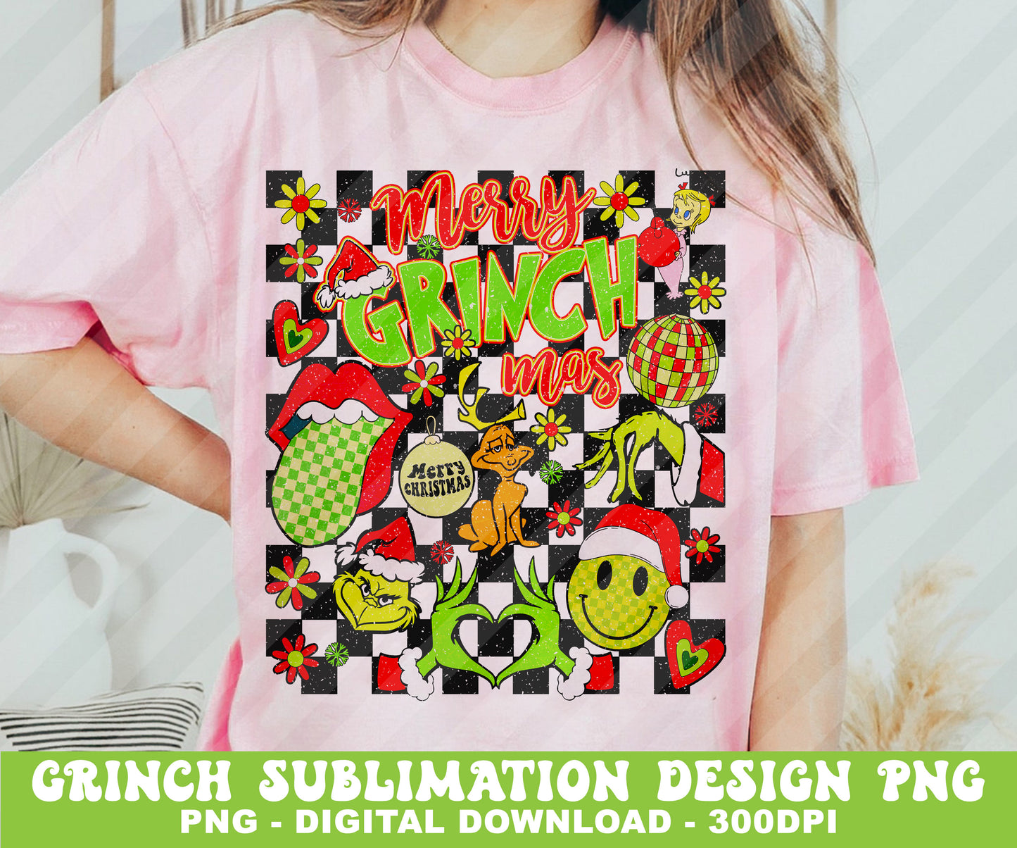 Green Grinch Christmas Sublimation Designs PNG Bundle by RetrovibZ