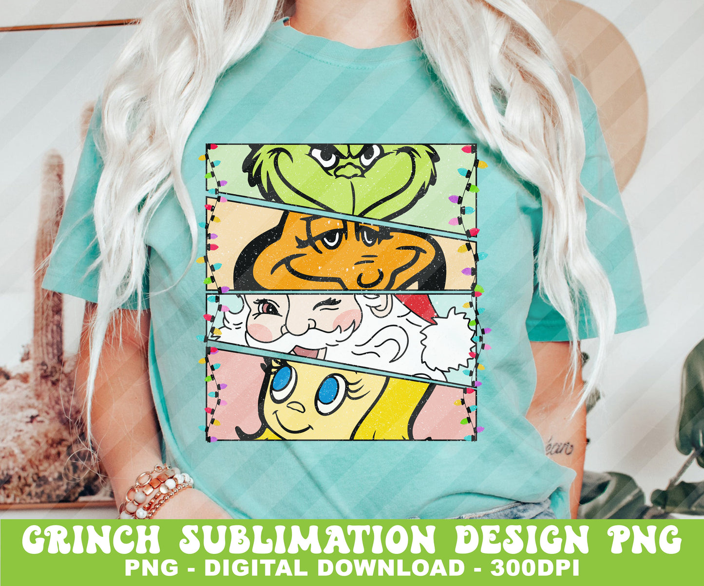 Green Grinch Christmas Sublimation Designs PNG Bundle by RetrovibZ