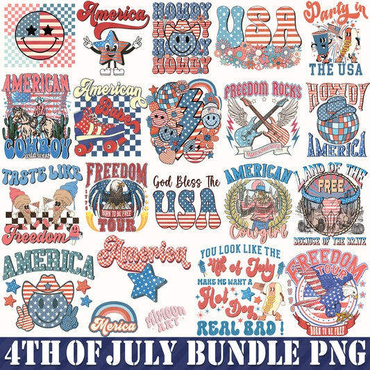 4th Of July Png Bundle, Retro Fourth of July Png, 4th of july png, Independence Day Png,  America Png, Patriotic Png, Digital Download