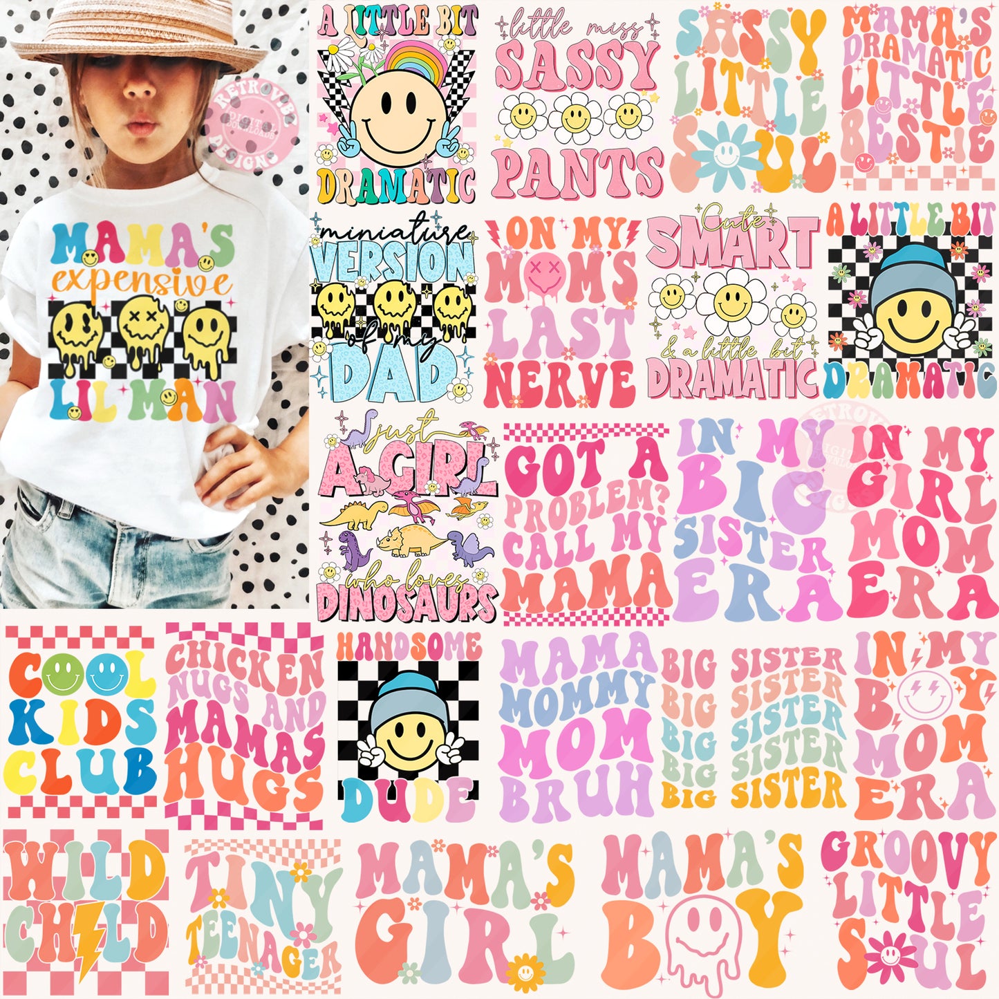 Retro Kids Toddler PNG BUNDLE By RetrovibZ