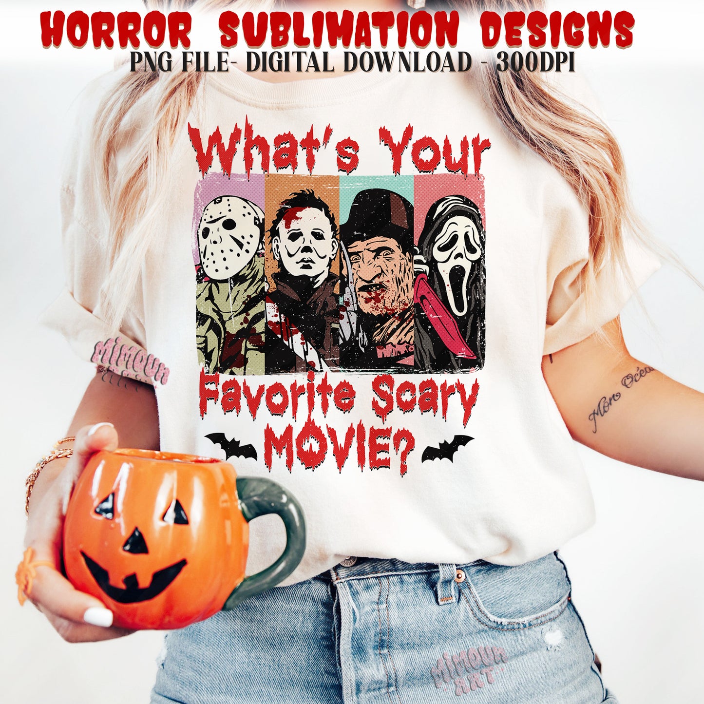 What's Your Favorite Scary Movie Png, Horror Halloween png, Halloween Horror Movie Characters, Horror png, Halloween shirt png sublimation