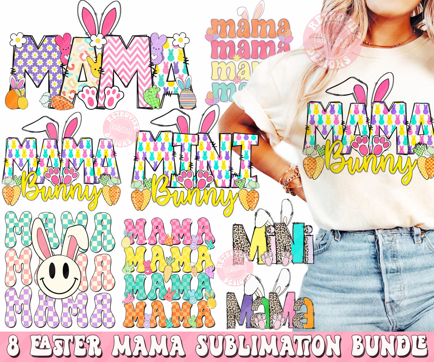 MEGA Easter Kids Bundle Sublimation Designs PNG By RetrovibZ - DIGITAL DOWNLOAD