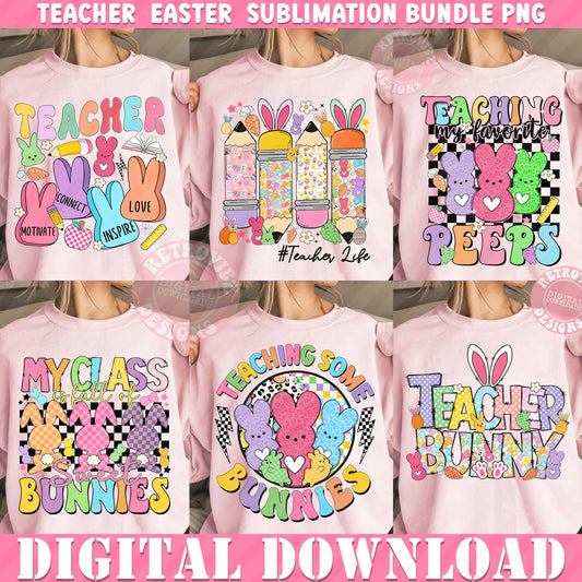 Teacher Easter T-shirt Design PNG Bundle - DIGITAL DOWNLOAD