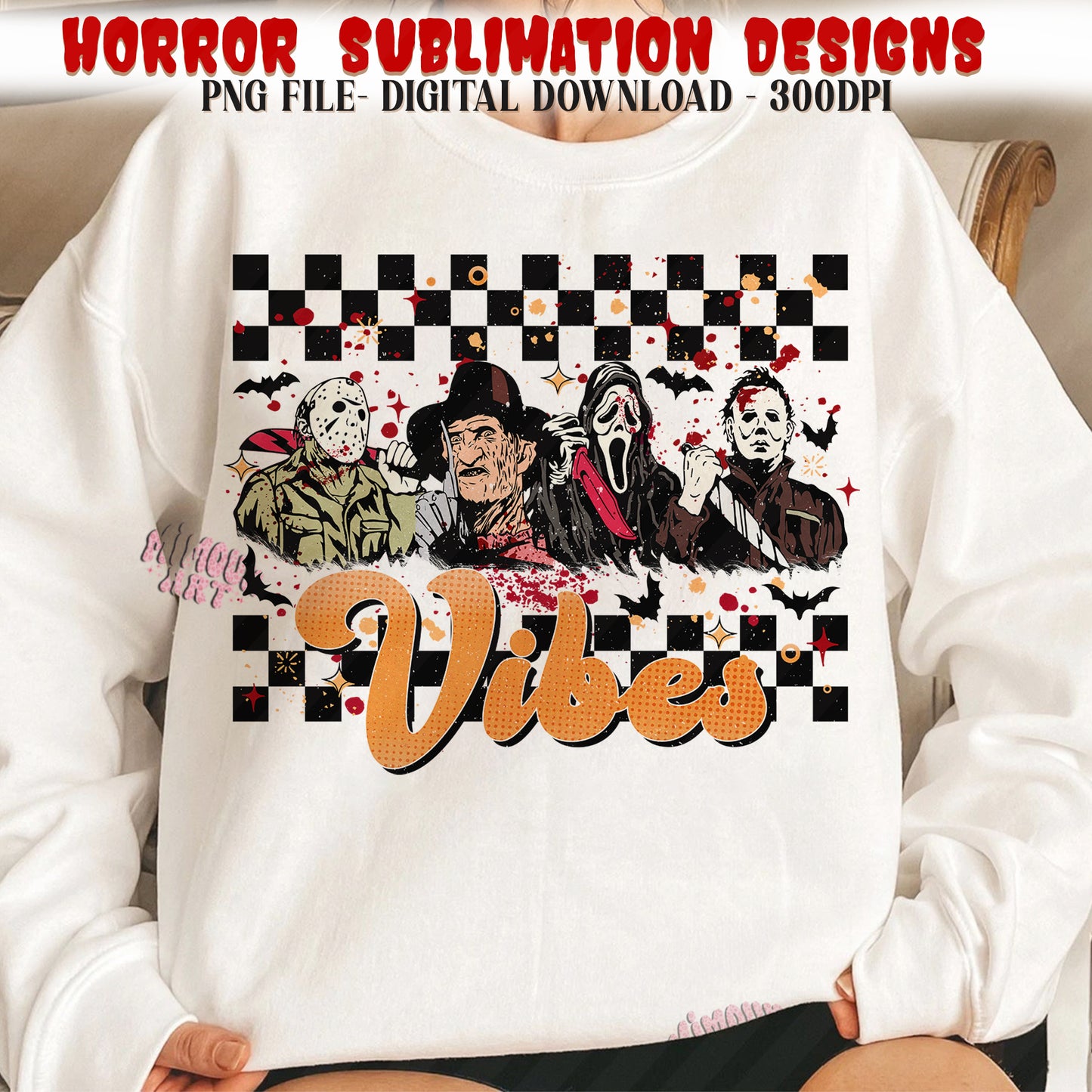 Retro Halloween Vibes Png, Horror Png, Horror Halloween Sublimation Png, Scary Movie png, Horror Characters png, Halloween png for shirts