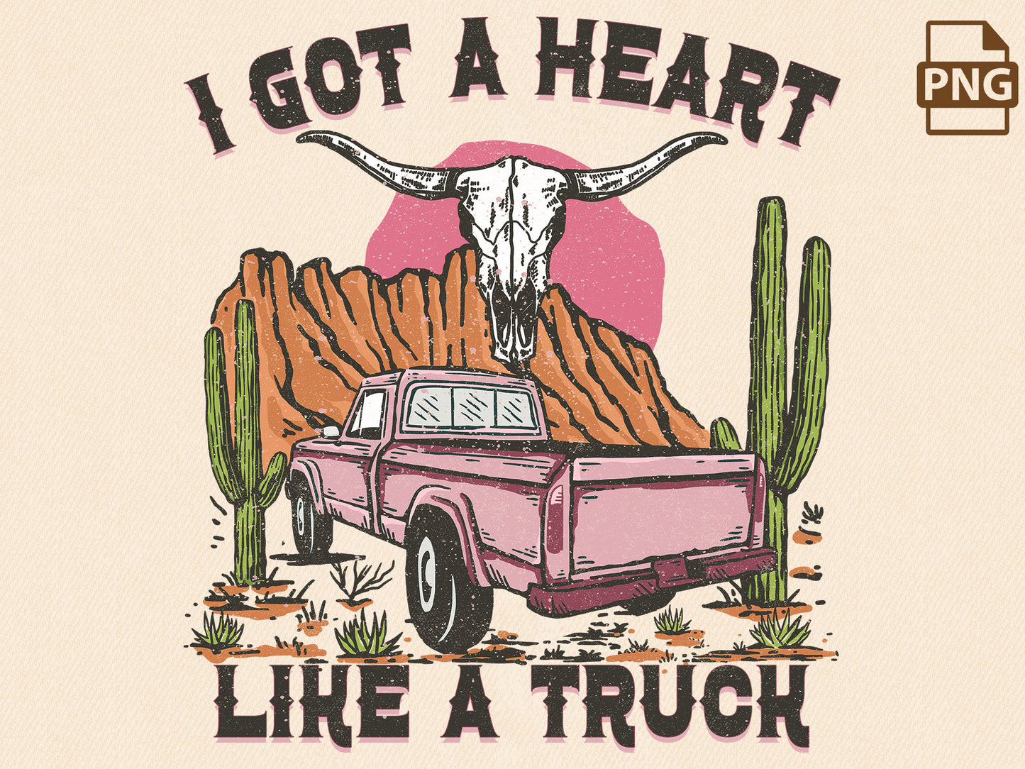 Heart Like A Truck Png, Western Sunset Cowgirl, Pocket Set PNG Sublimation, Western Shirt Png, Sublimation Download, Design PNG, Country PNG