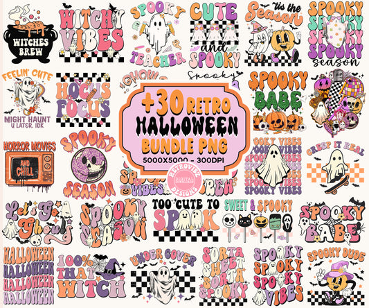 Retro Halloween Bundle PNG, Retro fall SVG, Groovy Halloween Sublimation Designs, Hippie Halloween png, Ghoul T-shirt, pumpkin png