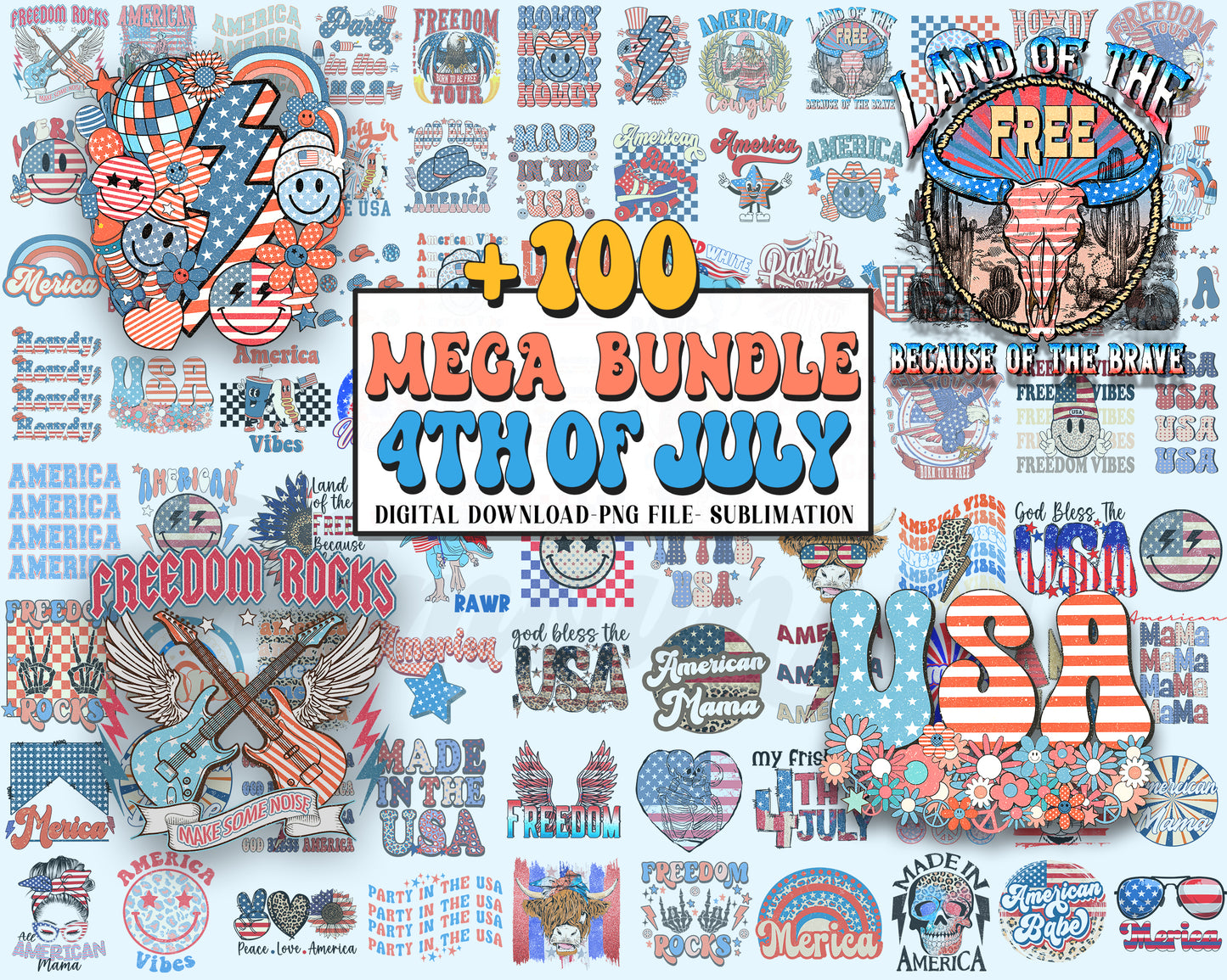 4th of July Mega Bundle, Independence Day SVG, 100+ Designs, Art Bundle,America svg,USA Flag svg,Cut Files Cricut,Silhouette