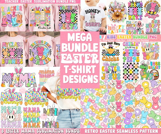 MEGA Easter Kids Bundle Sublimation Designs PNG By RetrovibZ - DIGITAL DOWNLOAD