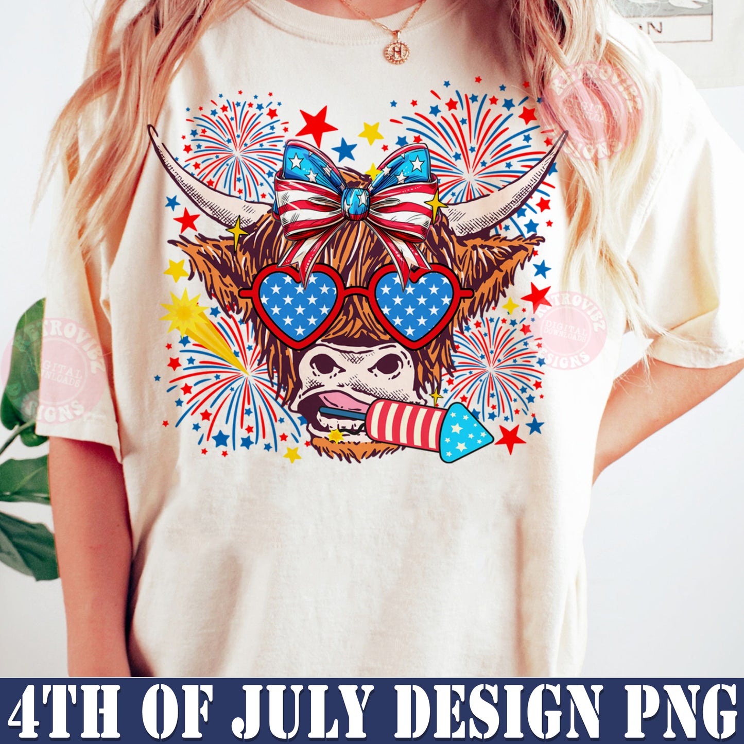 4th of july Highland Cow PNG, America Png, Highland Cow Sublimation Design, 4th of july png, Usa png, Western America Cow png