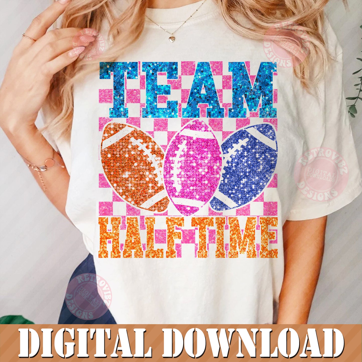 SUPERBOWL GLITTER FAUX SEQUINS BUNDLE t-shirt Design / Sublimation Design By RetrovibZ - Digital Download