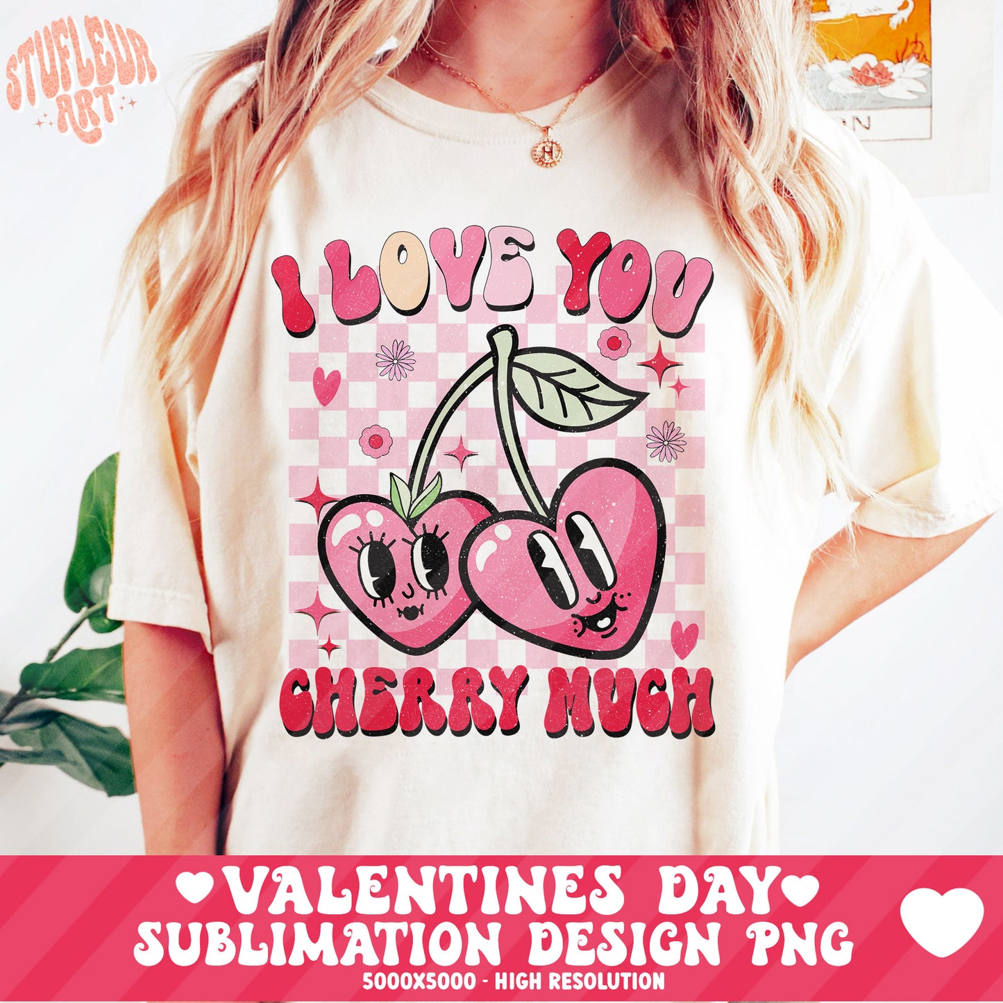 Retro Pink Valentine's Day Sublimation Designs PNG Bundle by RetrovibZ