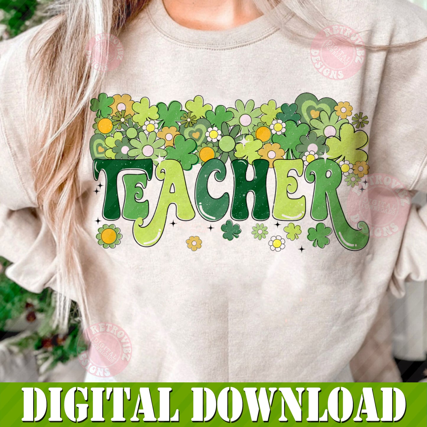 TEACHER St. Patrick's Day Sublimation Design Bundle PNG by RetrovibZ