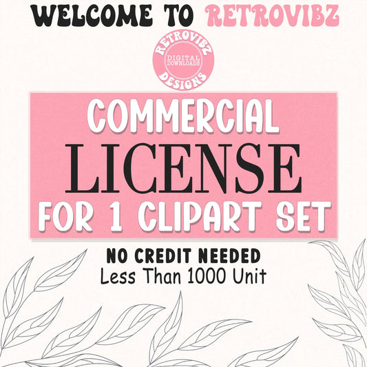 RetroVibz Commerial use license for 1 Clip Art Bundle, Clip Art Png Bundle, Digital Download for Commercial Projects