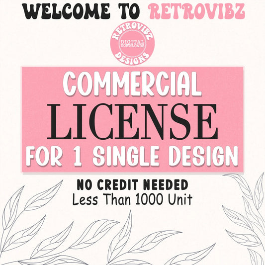 RetroVibz Commerial use license for 1 design, RetroVibz Commercial Use License - Digital Download for Commercial Projects