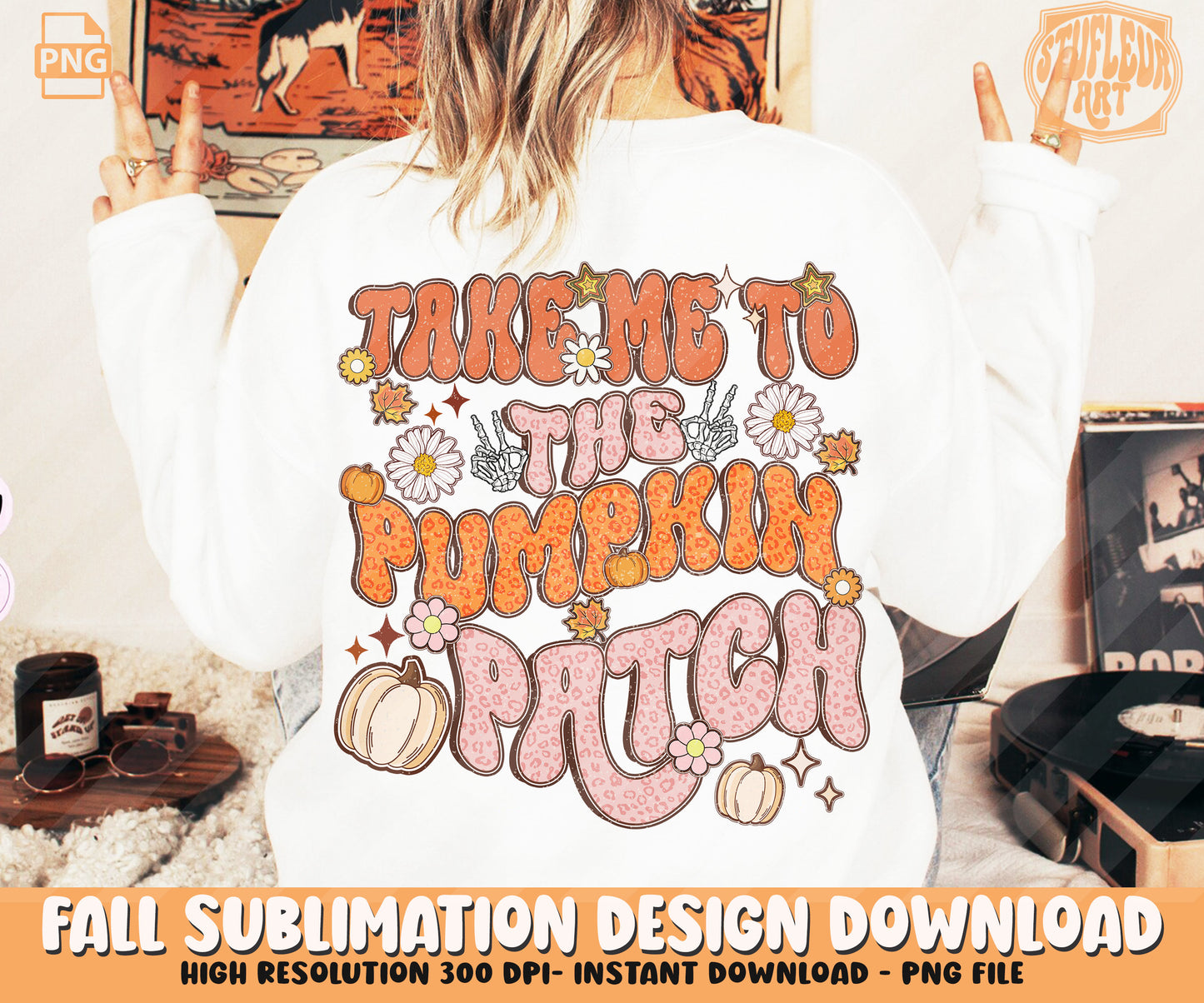 Retro Fall Autumn Sublimation Design PNG BUNDLE by RetrovibZ