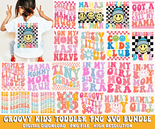 Retro Groovy Kids Toddler SVG for Cricut Bundle By RetrovibZ