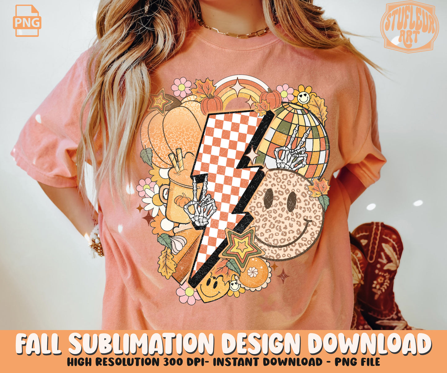 Retro Fall Autumn Sublimation Design PNG BUNDLE by RetrovibZ