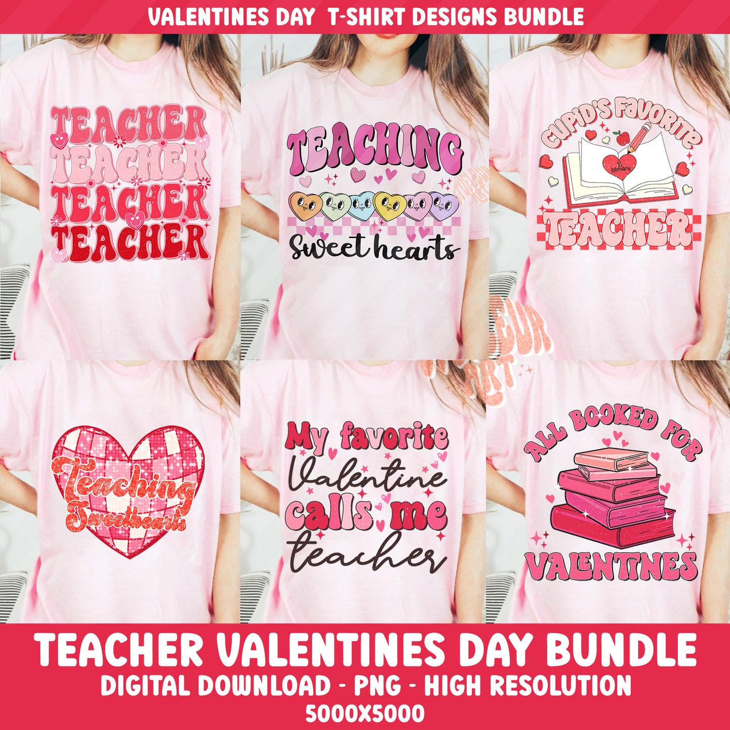 TEACHER Valentine's Day Sublimation Designs PNG Bundle by RetrovibZ