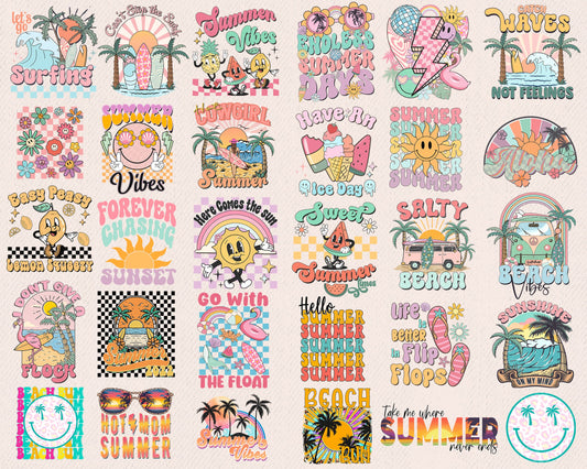 Retro Summer Beach Sublimation PNG Designs Bundle By RetrovibZ