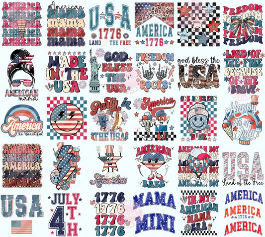 Retro 4th Of July PNG Bundle - DIGITAL DOWNLOAD